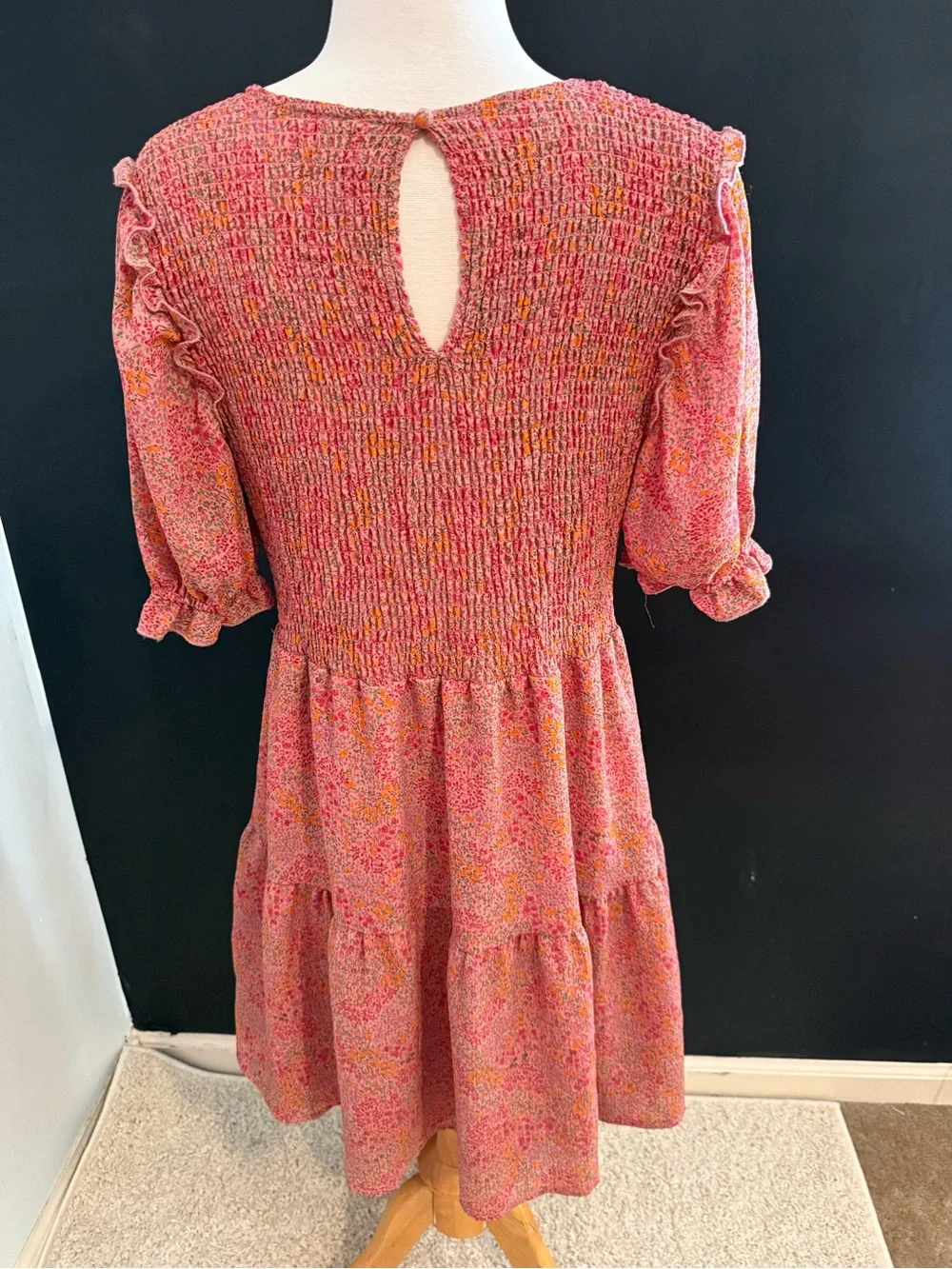 wild fable Pink Floral Smocked Tiered Mini Dress